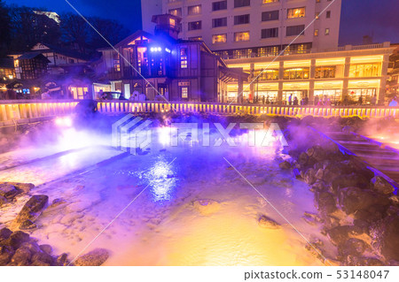 “群馬縣”草津溫泉,Yubata“夜景” “群馬縣”草津溫泉,Yubata“夜景” 53148047