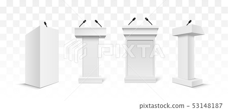Vector White Podium Tribune Rostrum Stand 53148187