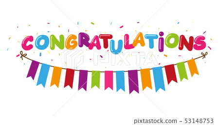 Congratulations design with ribbon and confetti	 53148753