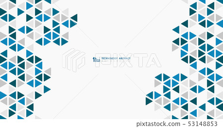 Abstract wide blue cube of geometric hexagonal low 53148853