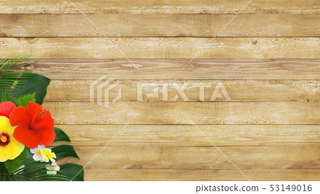 Background-Sea-Summer-Beach-Wood Deck-Monstera-Plumeria-Hibiscus Background-Sea-Summer-Beach-Wood Deck-Monstera-Plumeria-Hibiscus 53149016