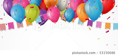 Colorful birthday banner with bunting flags 53150086