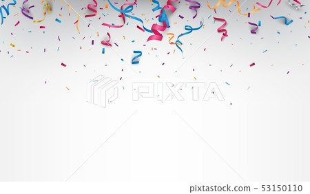 Falling colorful confetti and ribbon Falling colorful confetti and ribbon 53150110