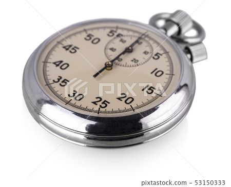 The old stopwatch isolated on white business 53150333