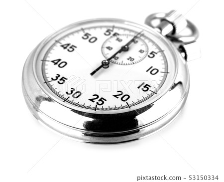 The old stopwatch isolated on white business 53150334