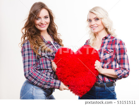 adult daughter and mother with heart love sign adult daughter and mother with heart love sign 53151511