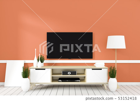cabinet in orange modern room,minimal designs, zen 53152418