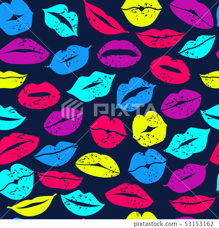 Flat design of lips. Seamless pattern of icon neon Flat design of lips. Seamless pattern of icon neon 53153162