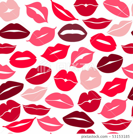Flat design of lips. Seamless pattern of icon. 53153185