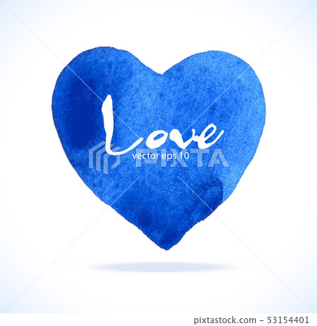 Watercolor blue heart. 53154401