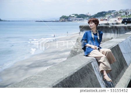 Woman Travel Sea Shonan Short trip Walk Walk Solo trip 53155452