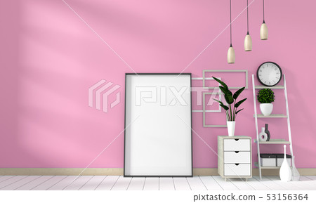 mock up poster cabinet Modern in pink living room 53156364