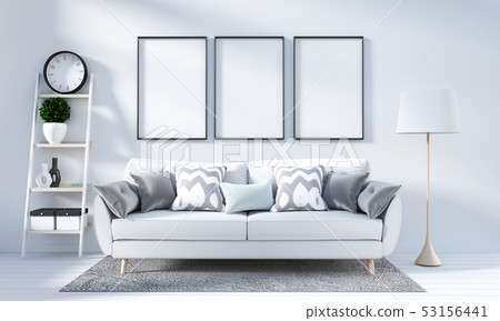 White Living room interior in scandinavian style White Living room interior in scandinavian style 53156441