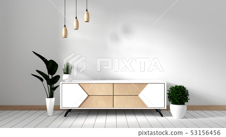 Tv cabinet in modern empty room Japanese 53156456