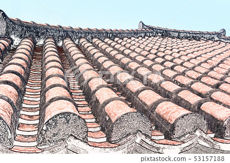 Red brick roof color pencil style Red brick roof color pencil style 53157188