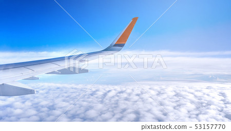 飛機 機翼 天空 白雲 airplane aircraft wing window 飛行機 翼 53157770
