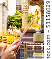 Incense,Young woman praying hand on Temple,Backgro 53158029