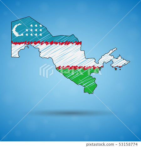 Scribble map of Uzbekistan. Sketch Country map for infographic, brochures and presentations 53158774