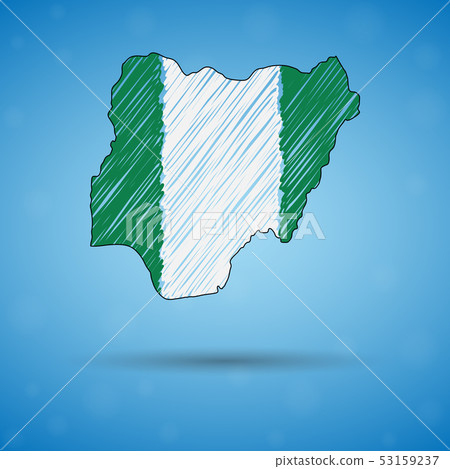 Scribble map of Nigeria. Sketch Country map for infographic, brochures and presentations, Stylized 53159237