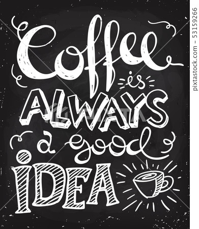 Vector poster with Coffee is always a good idea lettering Vector poster with Coffee is always a good idea lettering 53159266