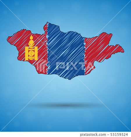 Scribble map of Mongolia. Sketch Country map for infographic, brochures and presentations, Stylized Scribble map of Mongolia. Sketch Country map for infographic, brochures and presentations, Stylized 53159324