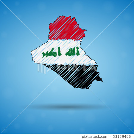 Scribble map of Iraq. Sketch Country map for infographic, brochures and presentations, Stylized 53159496