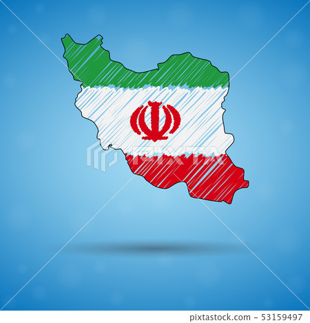 Scribble map of Iran. Sketch Country map for infographic, brochures and presentations, Stylized 53159497
