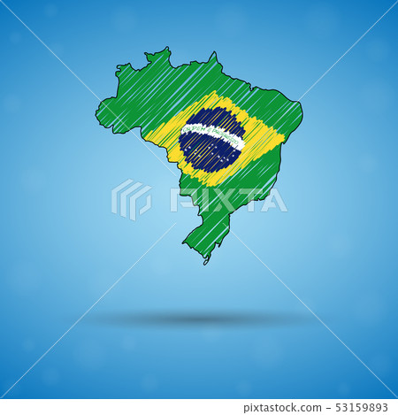 Scribble Map Of Brazil. Sketch Country Map For... - Stock Illustration ...