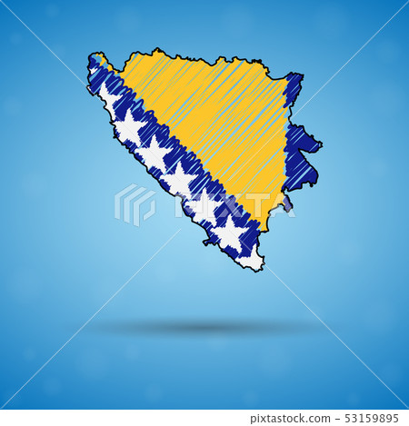 Scribble map of Bosnia And Herzegovina. Sketch Country map for infographic, brochures and Scribble map of Bosnia And Herzegovina. Sketch Country map for infographic, brochures and 53159895