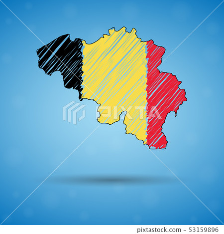 Scribble map of Belgium. Sketch Country map for infographic, brochures and presentations, Stylized Scribble map of Belgium. Sketch Country map for infographic, brochures and presentations, Stylized 53159896