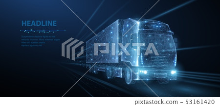 Truck. Abstract vector 3d heavy lorry van.... - Stock Illustration ...