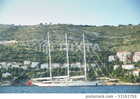 A boat floating in Dubrovnik Adriatic Sea 53161708