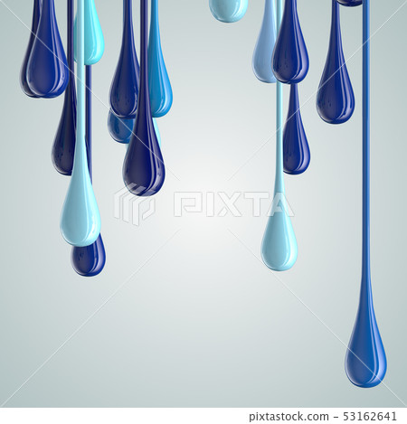 3D blue glossy paint drop blobs 53162641