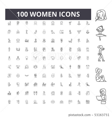 Women line icons, signs, vector set, outline illustration concept Women line icons, signs, vector set, outline illustration concept 53163731