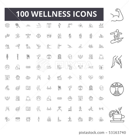 Wellness line icons, signs, vector set, outline... - Stock Illustration ...