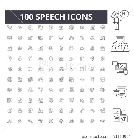 Speech line icons, signs, vector set, outline illustration concept  53163905