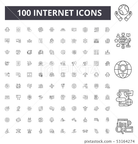Internet line icons, signs, vector set, outline illustration concept Internet line icons, signs, vector set, outline illustration concept 53164274