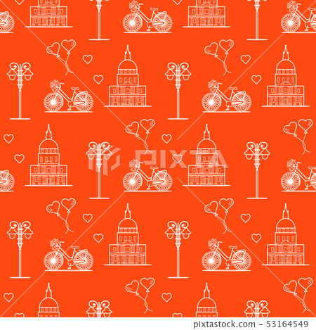 Paris Seamless pattern. Symbols and landmarks. Paris Seamless pattern. Symbols and landmarks. 53164549
