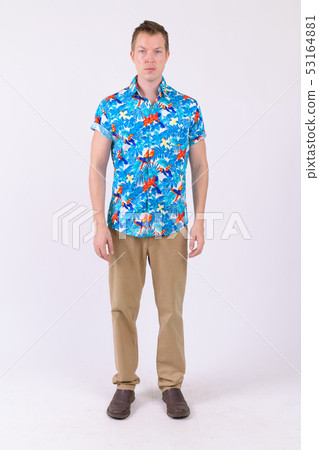 Full body shot of young handsome tourist man Full body shot of young handsome tourist man 53164881