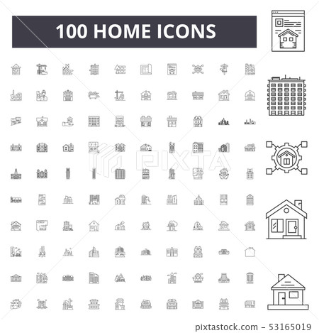 Home line icons, signs, vector set, outline illustration concept  53165019