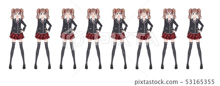 Anime manga student girl in blazer and red skirt 53165355