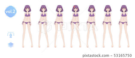 Anime manga girl. In a summer bikini swimsuit Anime manga girl. In a summer bikini swimsuit 53165750