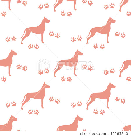 Seamless pattern with dog and dog tracks 53165840