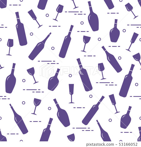 Pattern of wine glasses and bottles of wine Pattern of wine glasses and bottles of wine 53166052