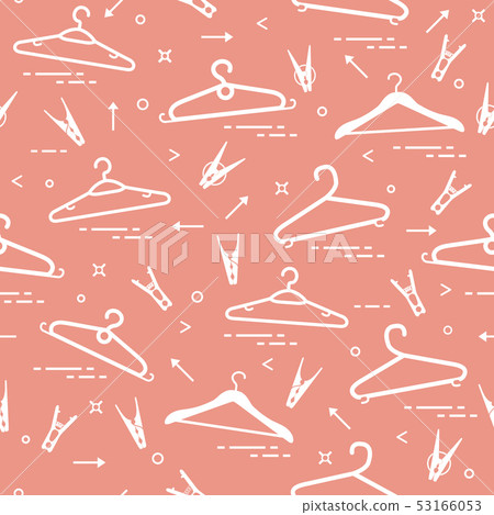Pattern with clothes hangers and clothespins Pattern with clothes hangers and clothespins 53166053