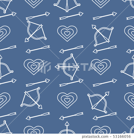 Seamless holiday pattern Bow, arrows, hearts. 53166056