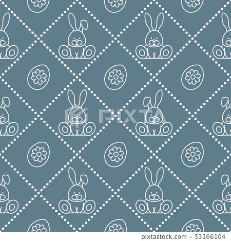 Seamless pattern with rabbits and eggs with flower - Stock Illustration ...