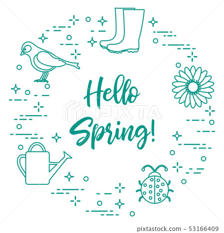 Rubber boots, bird, flower, watering can, ladybug Rubber boots, bird, flower, watering can, ladybug 53166409