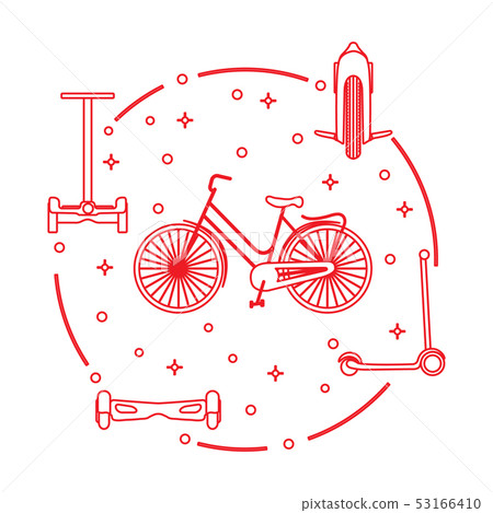 Bike, segway, mono-wheel, scooter, gyroscooter Bike, segway, mono-wheel, scooter, gyroscooter 53166410
