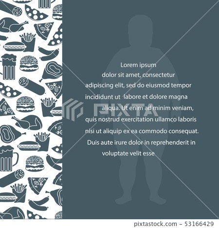 Fat man with unhealthy lifestyle symbols 53166429